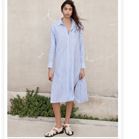 Zara Dresses Zara Striped Shirt Dress Size Xs New Blue White Poshmark